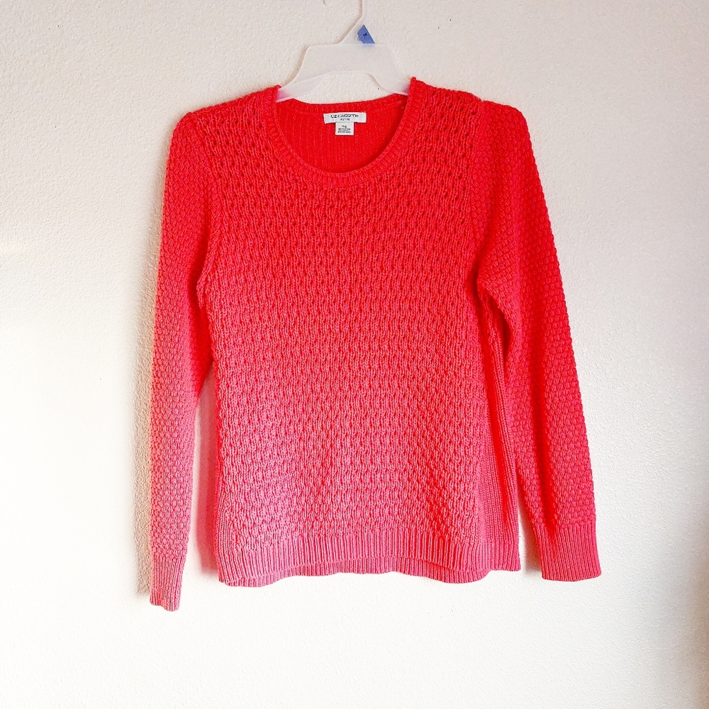 Liz Claiborne Petite XL Brighter Pink Pullover Sweater Womens